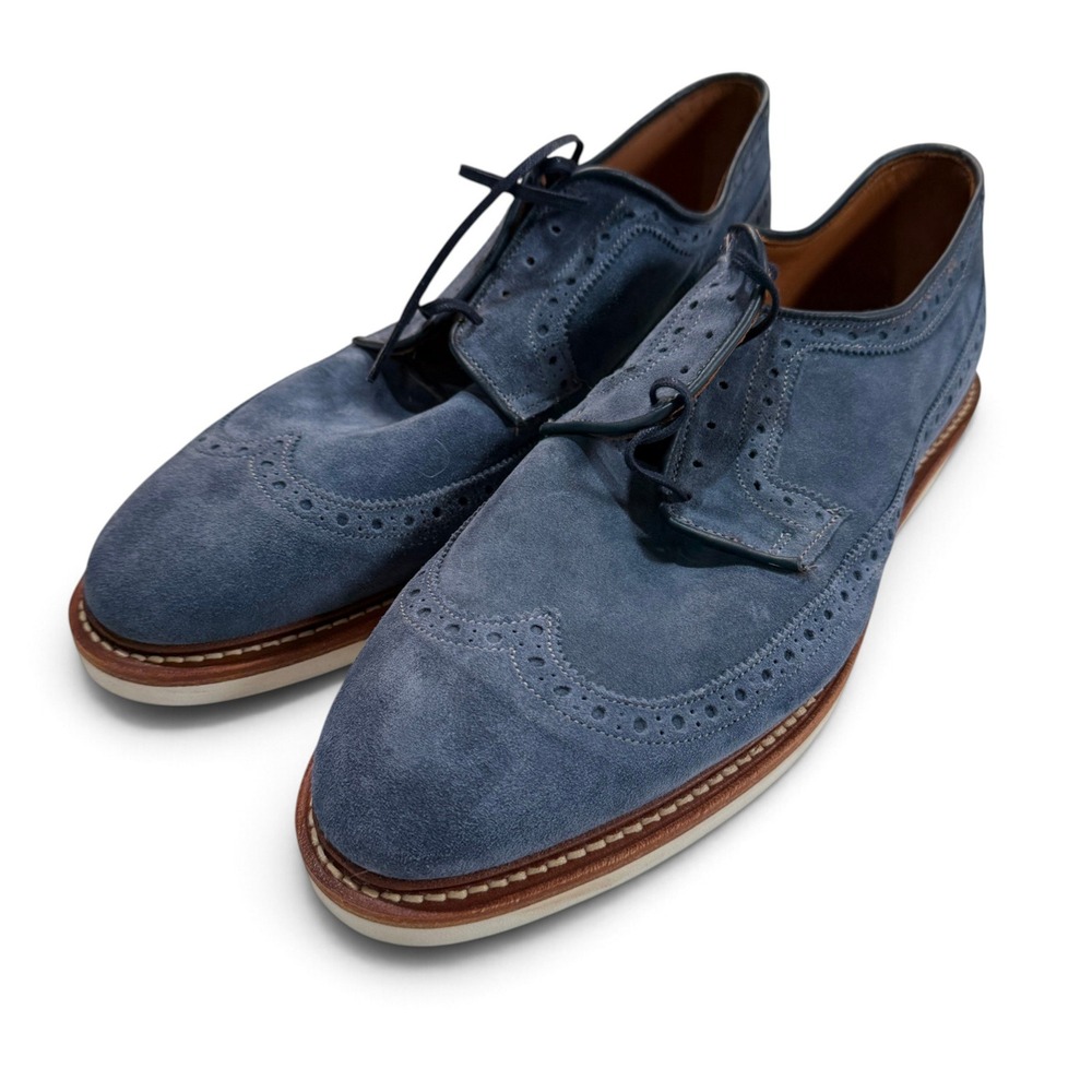 Allen Edmonds Strandmok Blue Suede Wingtip Oxfords Mens 12 D 6328 USA Made
